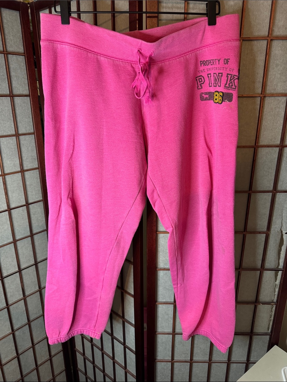 Vintage PINK Victoria's Secret Hot Pink Girls' Fleece Sweatpants with Drawstring